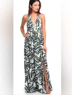 Show Me Your Mumu Vacation Maxi Peruvian Palm Print Backless Halter Dress Small